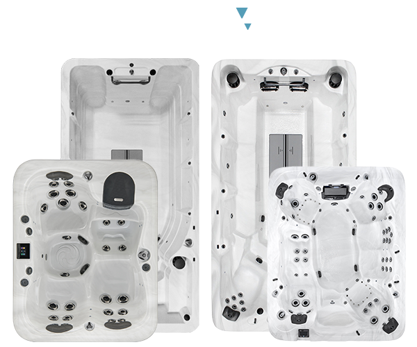 Luxury hot tub and swim spa setup at Bull Grills & Spas