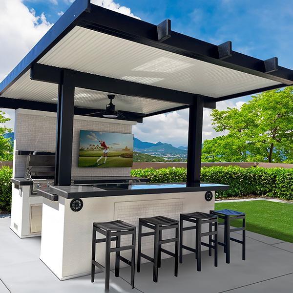 Ibiza custom outdoor kitchen with built-in grill and countertop workspace