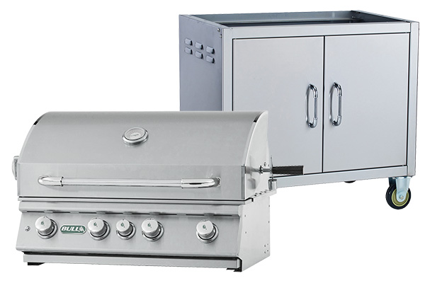 Outdoor kitchen grill options including built-in and cart models