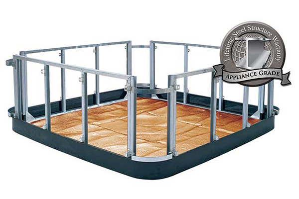 Steel frame construction in premium hot tubs and swim spas